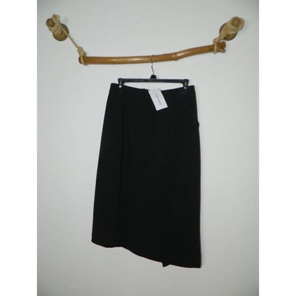Urban Revivo Revolve Skirt Black Asymmetric Faux Wrap Heart Button Size 6 - Picture 2 of 9
